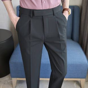 休闲裤 隐形拉链商务免烫裤 高品质小直筒韩版 长裤 纯色 修身 分销男式