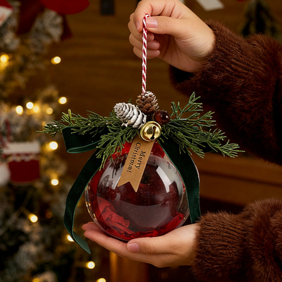 圣诞苹果盒圆形透明球平安夜平安果包装盒手提糖果礼盒空盒子新款