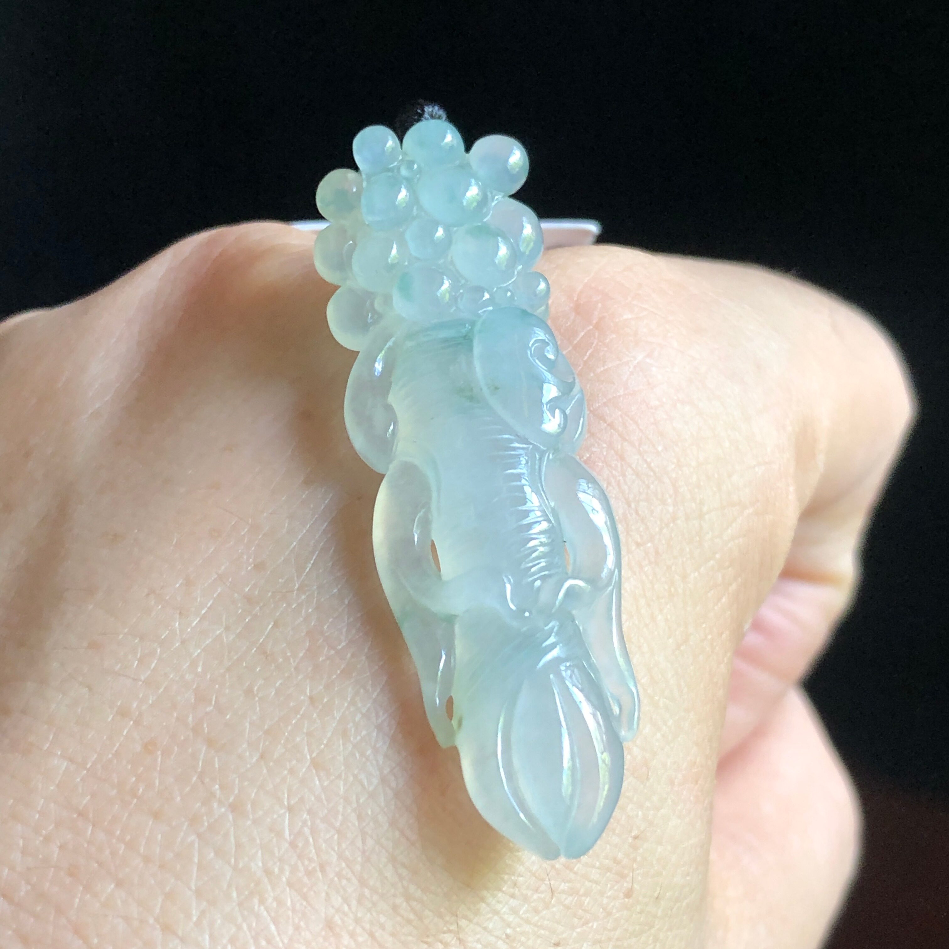 老坑冰糯浅绿飘花天然a货翡翠人参吊坠 缅甸玉特色挂件玉坠o070