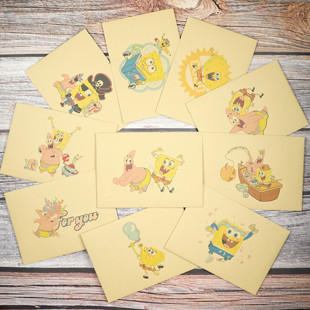 可爱海绵宝宝牛皮信纸信封套装草稿纸学校班会活动感谢信表白信笺