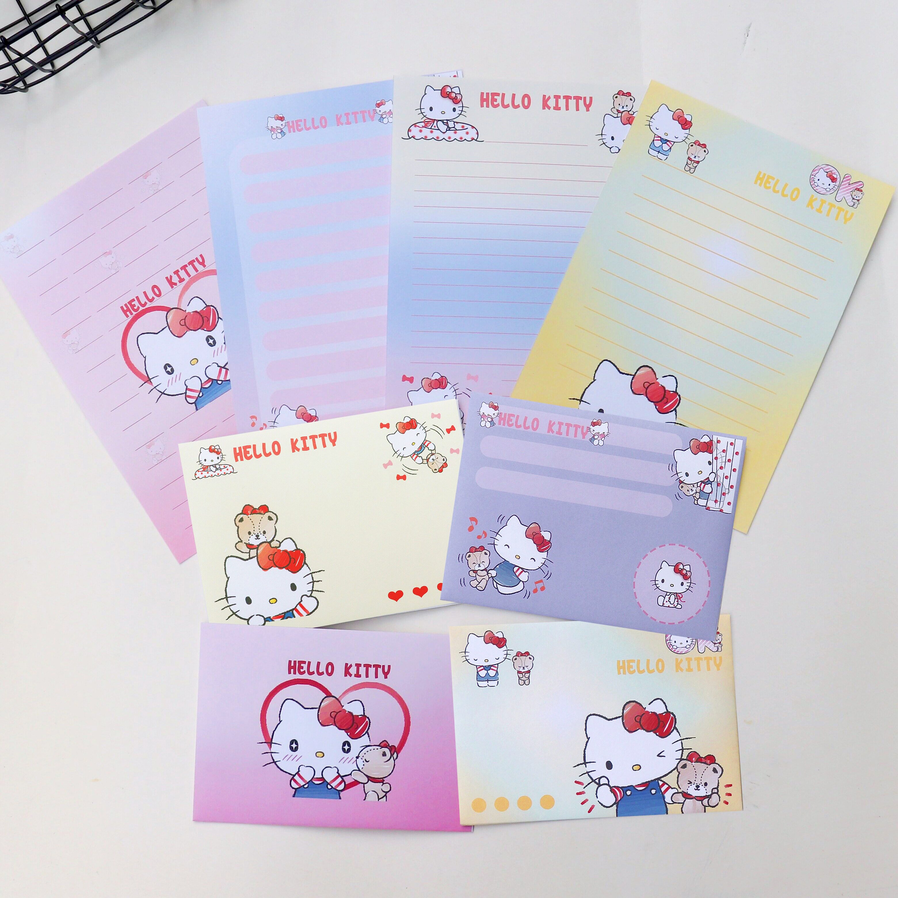 helloKitty可爱猫咪信纸信封套装稿纸小红书渐变色创意告白情书