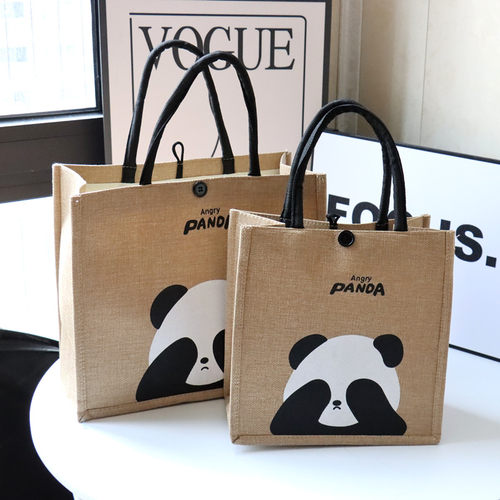 新款卡通麻布包手提购物袋