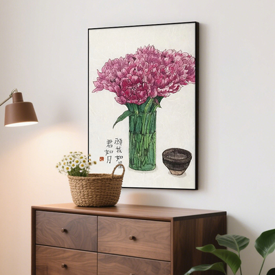 法式植物花卉插花图小众装饰画家居民宿背景墙挂画高级感弥之花卉