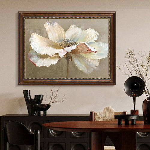 繁花法式中古风客厅装饰画新中式国风沙发背景墙挂画餐厅壁画