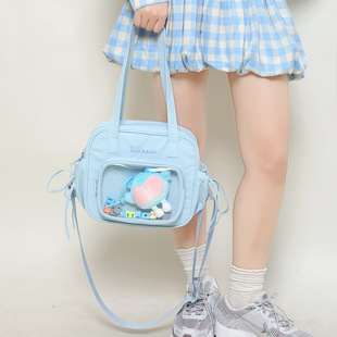 穗子小食量痛包斜挎学生包马卡龙奶油色软妹单肩包PVC透明包手提