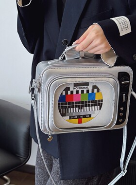 穗子复古电视机现货痛包小食量方正天线蝴蝶结可拆可双肩斜挎