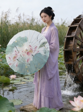 荷花油纸伞防雨防水实用汉服伞女古风道具演出古典传统装饰吊顶伞