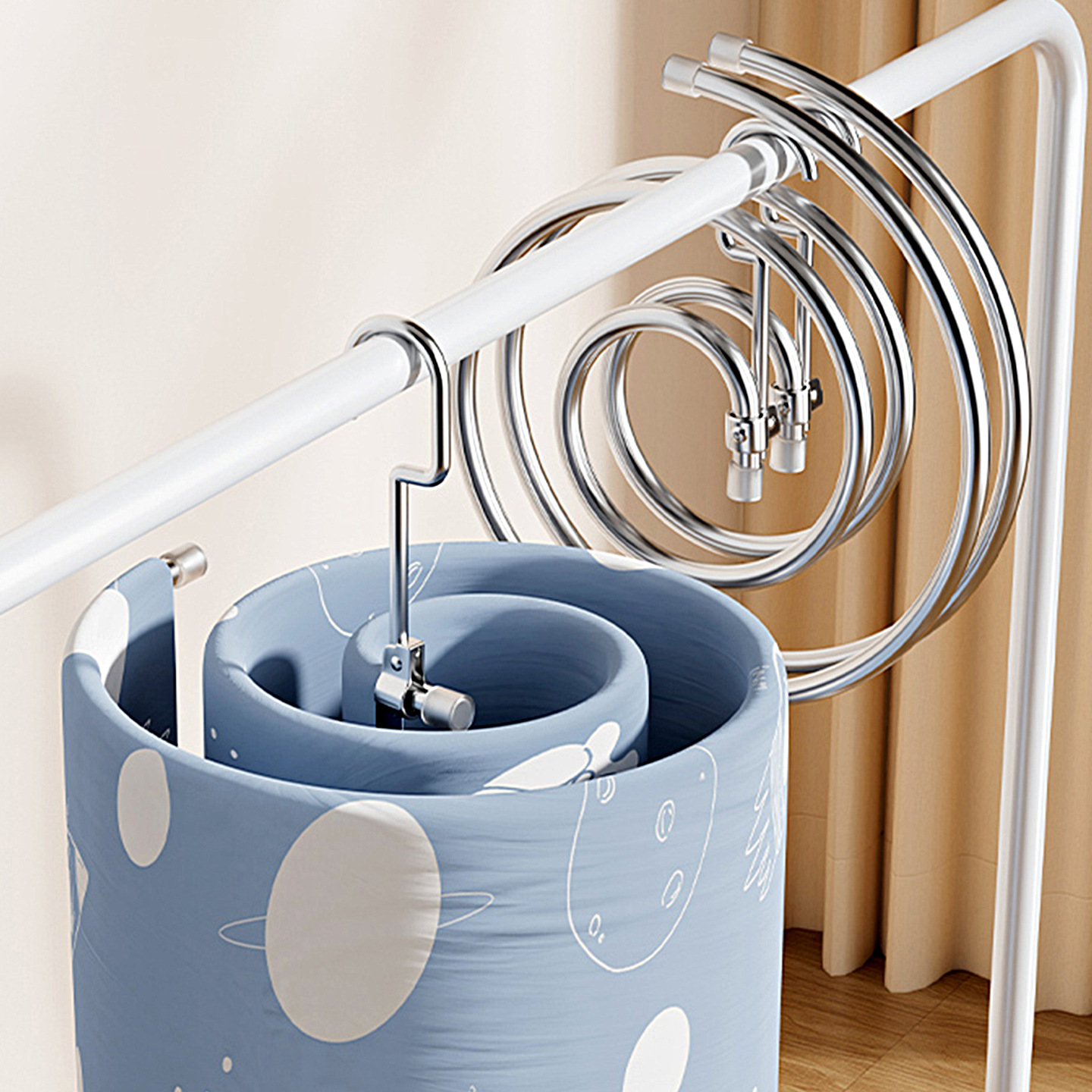 旋转晒被子神器晾床单被套的大衣架折叠晾衣架室内阳台专用凉被罩