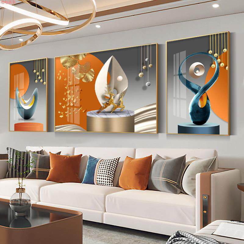 轻奢简约挂画客厅2026三联画现代沙发壁画新款北欧背景墙装饰画