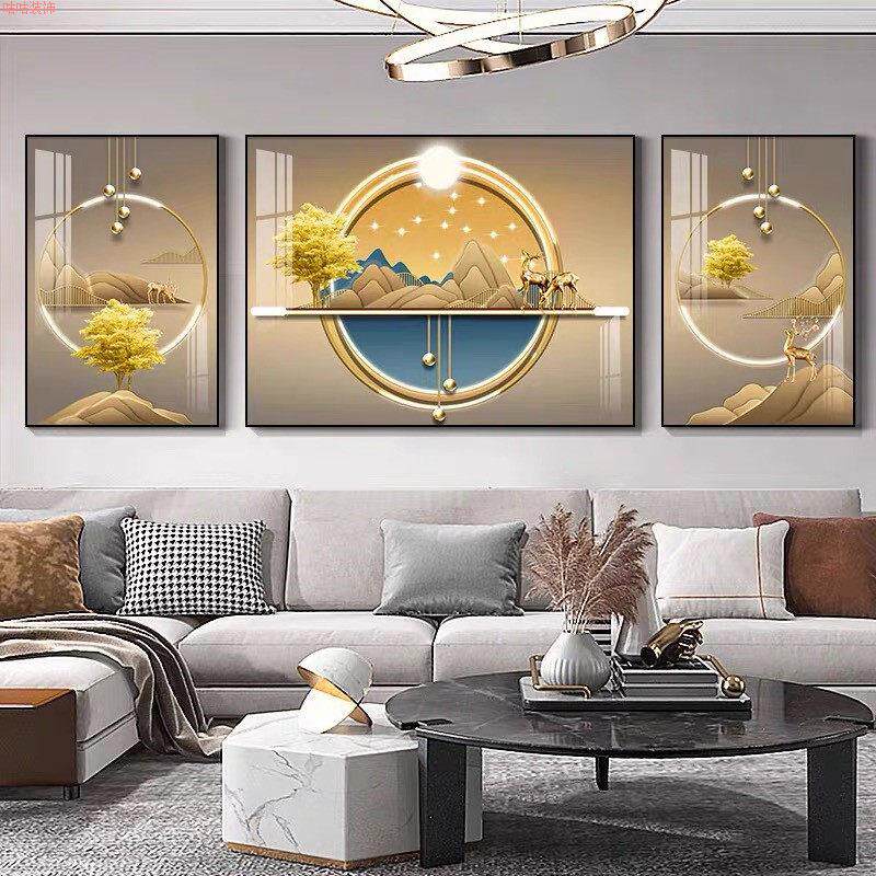 背景墙抽象简约现代新款轻奢大气客厅三联挂画沙发壁画装饰画2026