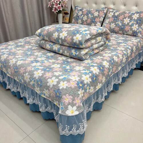 冬季牛奶绒床盖款四件套