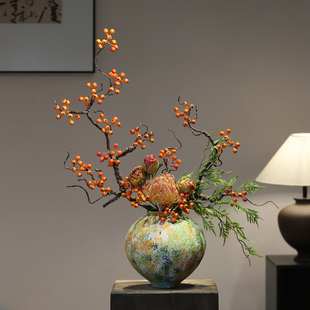 宋代美学陶瓷花瓶奶油简约侘寂风摆件民宿酒店咖啡厅高级美感装 饰