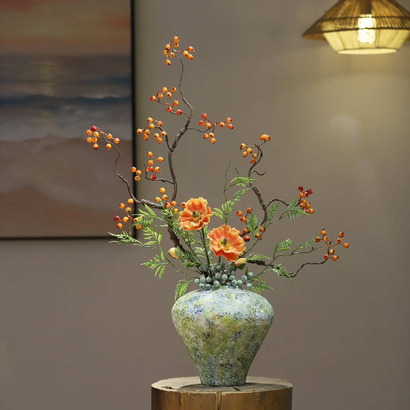 油画奶油风简约现代陶瓷花瓶摆件客厅玄关电视柜酒店法式宋代美学