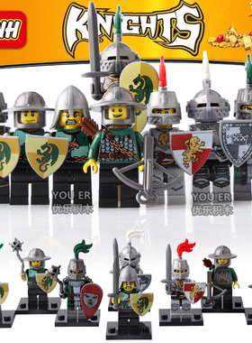 中古城堡积木人仔中世纪骑士人仔军事战争龙国士兵拼装积木人玩具