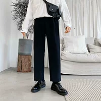 Quần ống rộng ống đứng quần tây nam chín điểm Quần hoang dã phiên bản Hàn Quốc của xu hướng mạng đỏ cổng gió phù hợp - Suit phù hợp quần âu đen