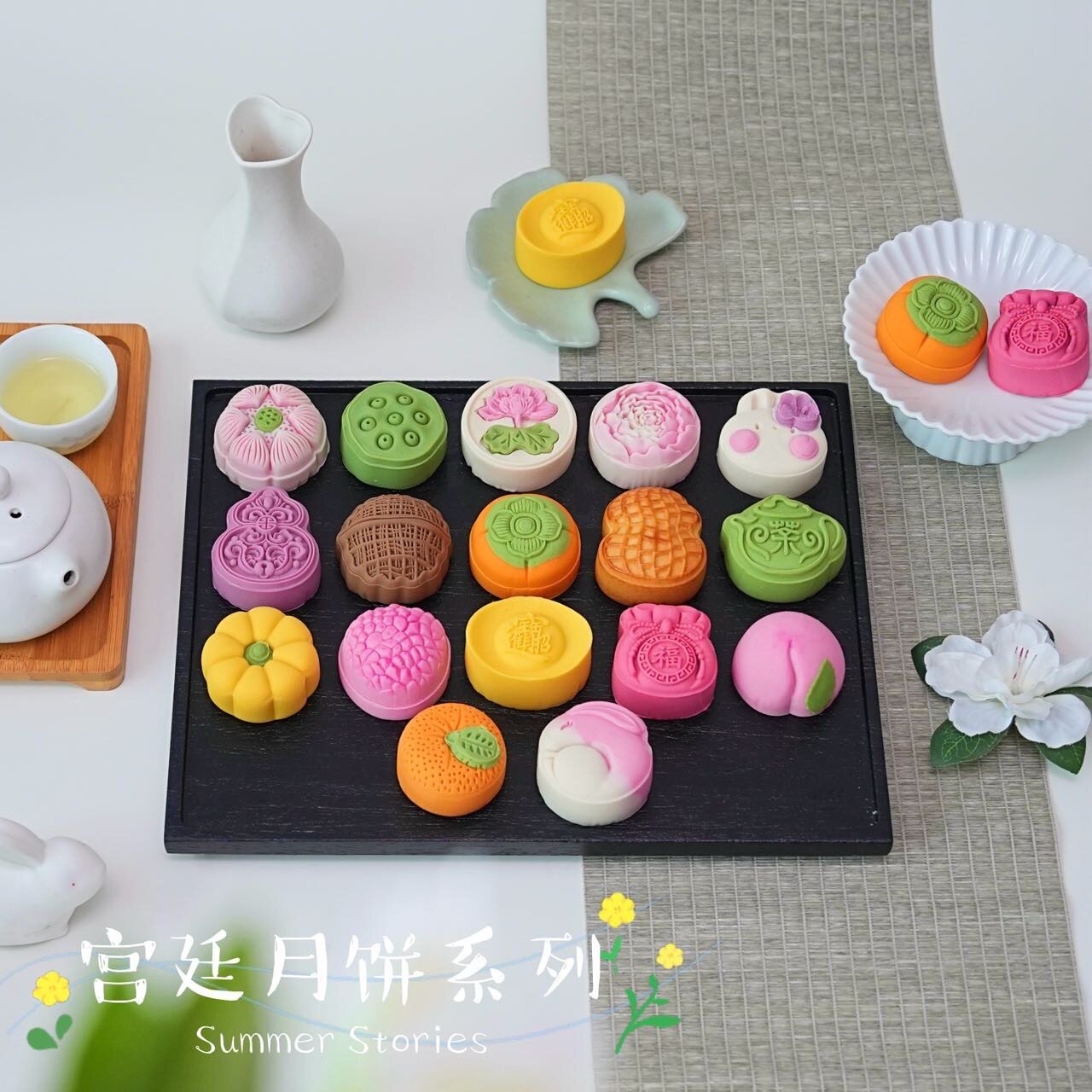 网红宫廷月饼好柿花生桃子中秋月饼国潮广式月饼礼盒装厂家直供