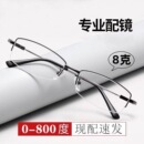 智能变色配近视超轻半框眼镜男女防蓝光防辐射平光镜钛合金商务款