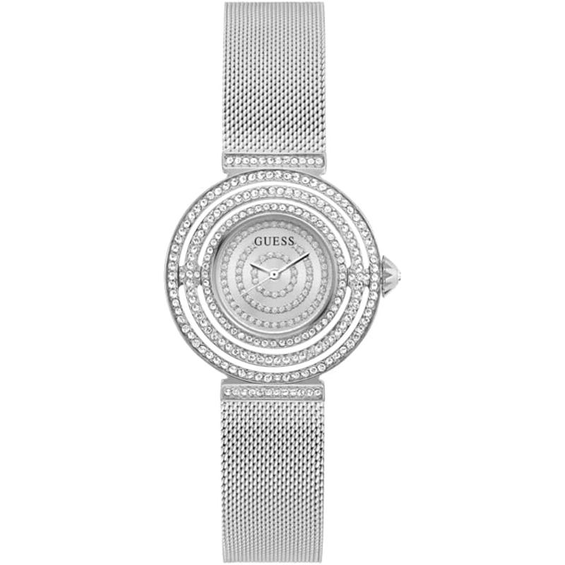 GUESS女士腕表夜光计时防震矿物玻璃金属钢带银色防水商务日常