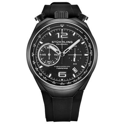 代购Stuhrling男士腕表计时夜光日期测速金属防水橡胶钢壳商务