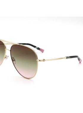 代购Missoni女士太阳镜防紫外线遮光灰色镜片非偏光金属框金色