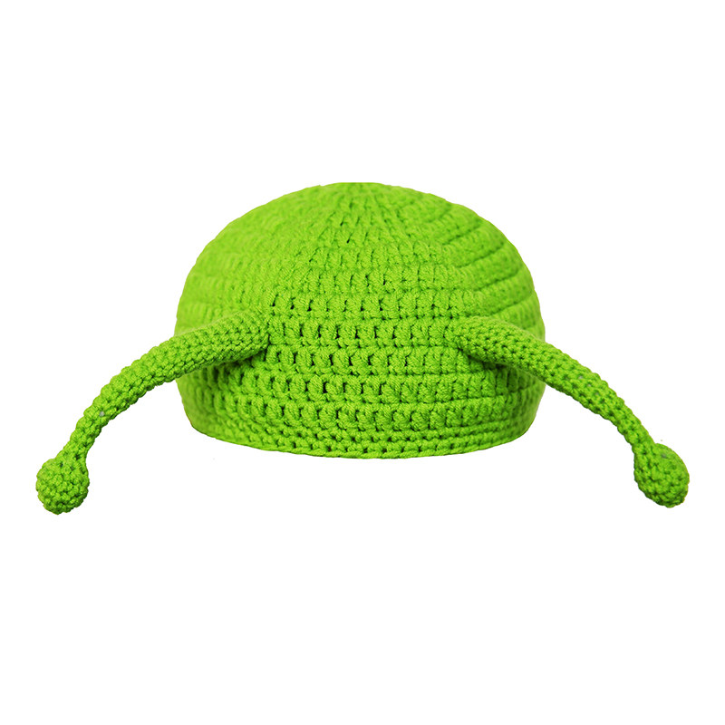 痞幼同款 怪物史莱克 针织毛线绿色帽子cos可爱卡通男女秋冬帽子