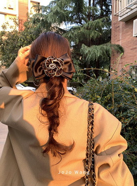 质感buff~山茶花高级感头饰蝴蝶结刘海夹碎发夹简约时尚夹子发饰