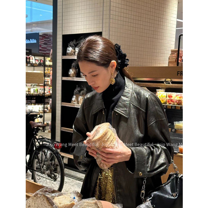 钟楚曦巴黎同款~黑蕾丝精致发抓高级大肠带抓夹女新款韩国发饰