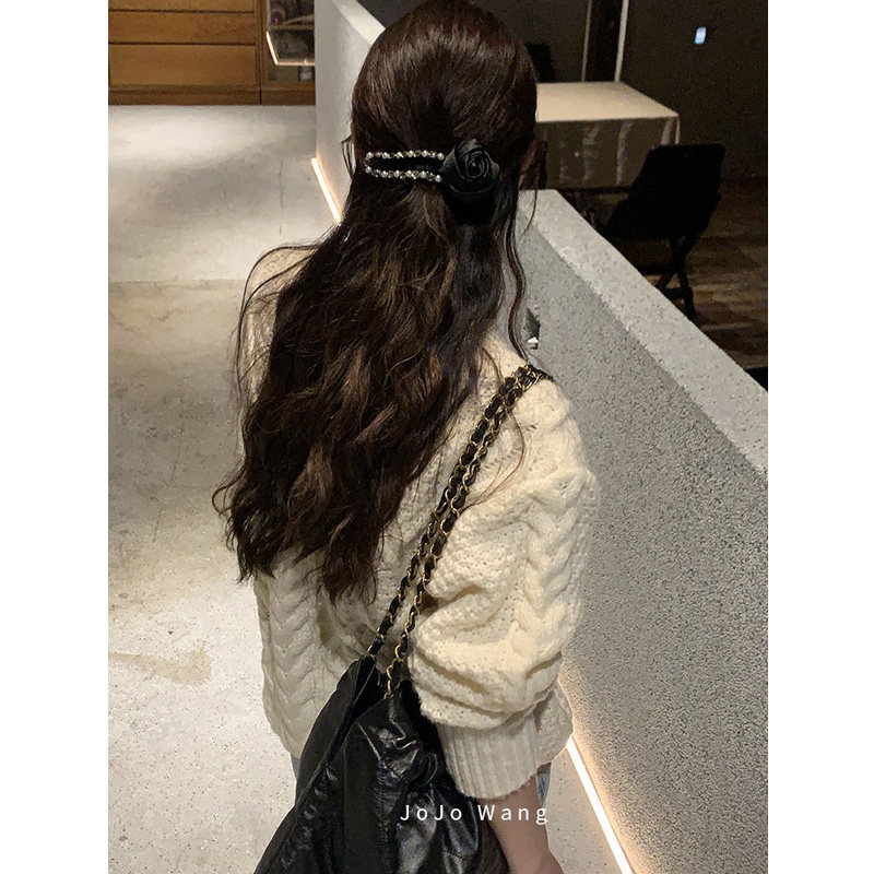 嘿~玫瑰！洋气中古精致花朵抓夹