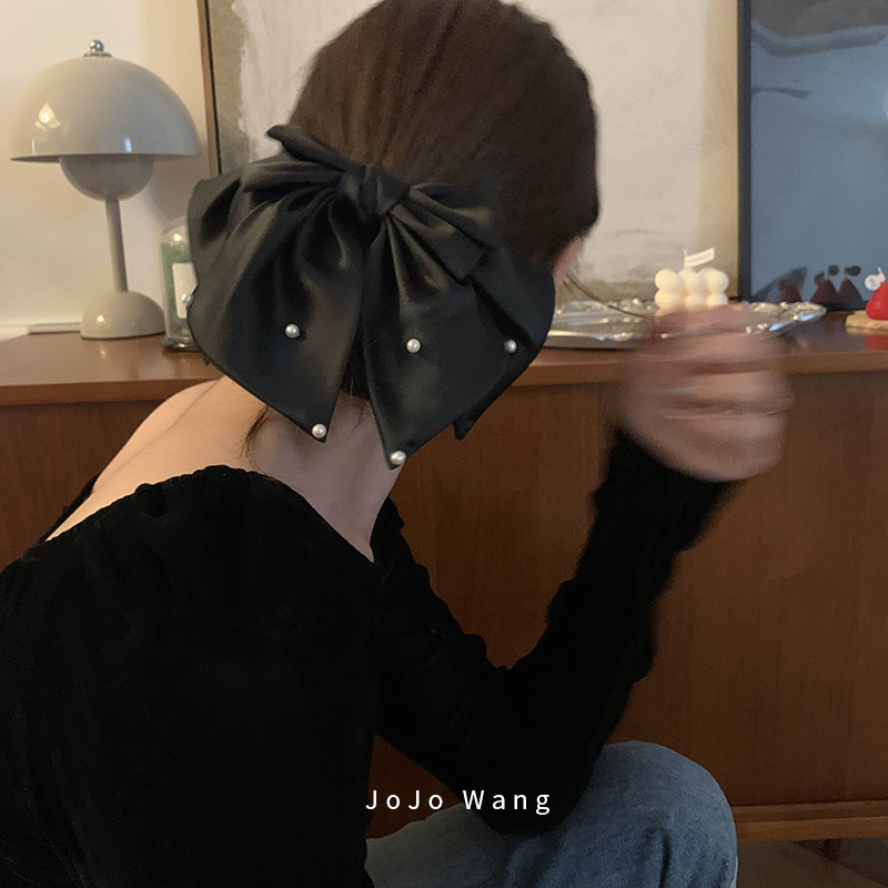 精致的珍珠~大蝴蝶结飘带发夹