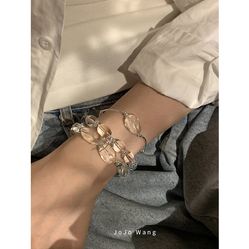 清透感~925纯银加白水晶天然石串珠手串手链女秋冬高颜值小众手链