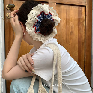好像get了时髦穿搭 双层蕾丝发圈头饰发饰后脑勺盘发头绳韩国肠圈