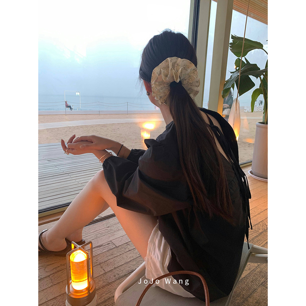 素淡慵懒~高级感大肠发圈女高弹扎头发双层发饰头绳韩国