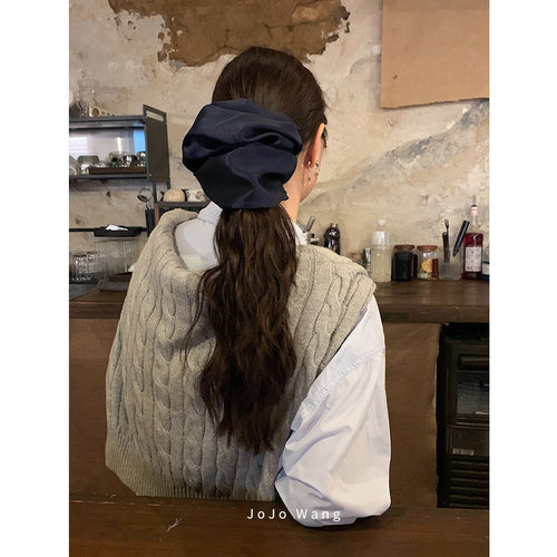 藏蓝系缎面~超级气质大肠发圈女