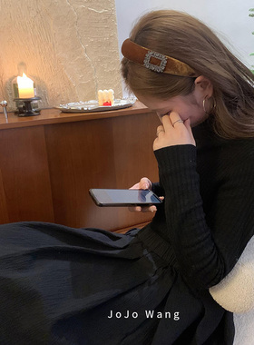 精致真丝方钻~高颅顶发箍女外出洗脸简约发卡韩国头箍发饰头饰