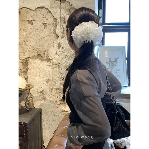 韩女的日常~欧根纱朵高级感大肠发圈女高弹扎头发饰头绳韩国头饰