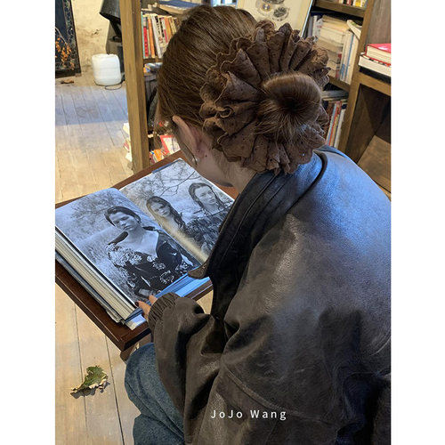 咖色朵高定来了~高级感蕾丝发圈