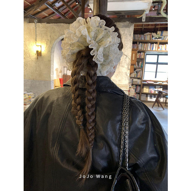 超级大只!碎花蕾丝高级感大肠发圈女高弹扎头发双层发饰头绳韩国