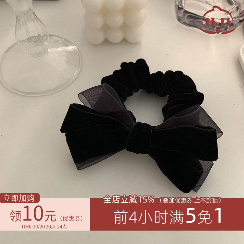经典款黑色蝴蝶结法式发绳