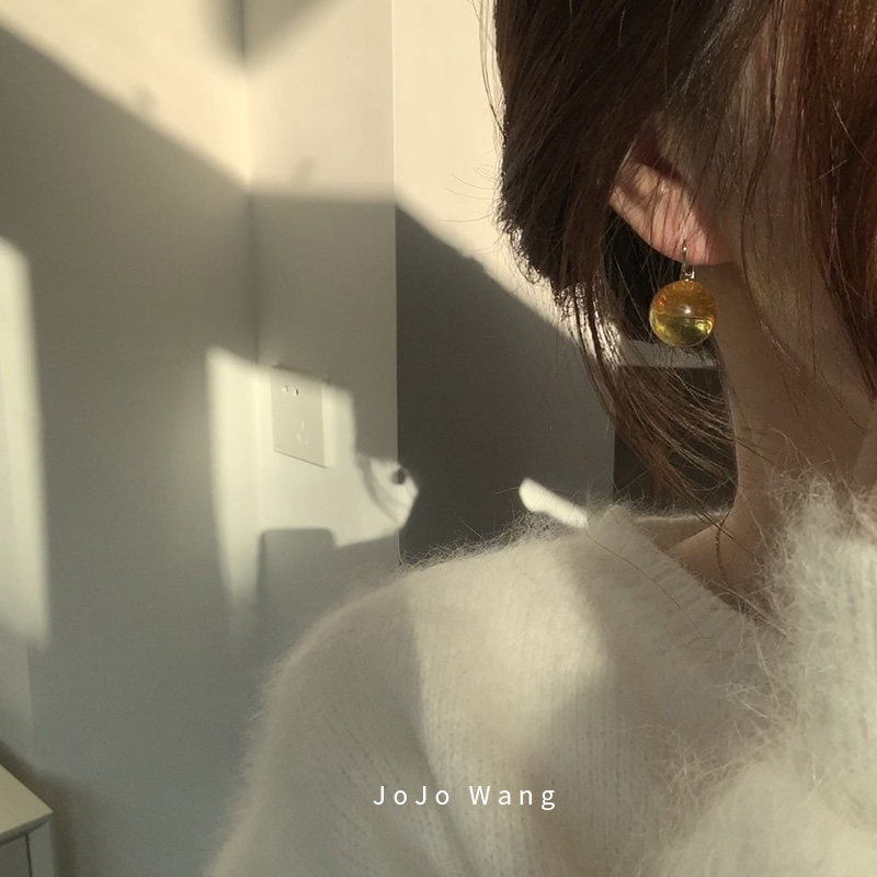 透明系水啵球~耳钩925银针防过敏小众百搭耳钉新年耳饰品耳环