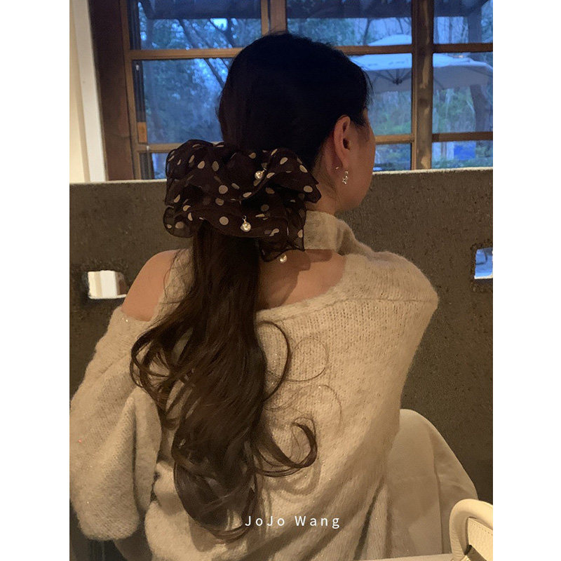 超柔雪纺~法式咖啡点点气质发圈女扎头发饰高级感时尚头绳洋气
