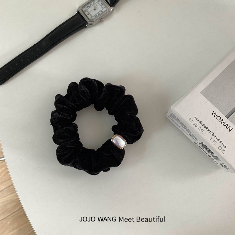 简约好看赫本丝绒珍珠大肠圈发绳