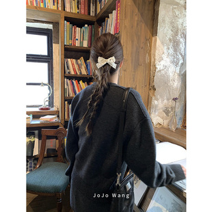 珍珠蕾丝小蝴蝶结~侧边刘海夹碎发夹简约时尚发饰2025新款高端