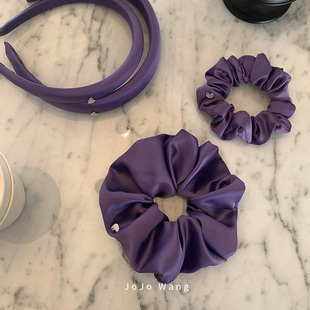 高级又显白!紫色系缎面发箍女外出发圈肠圈发卡韩国头箍发饰头饰