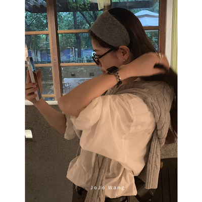 洋气兔毛宽~发箍针织立体发箍女