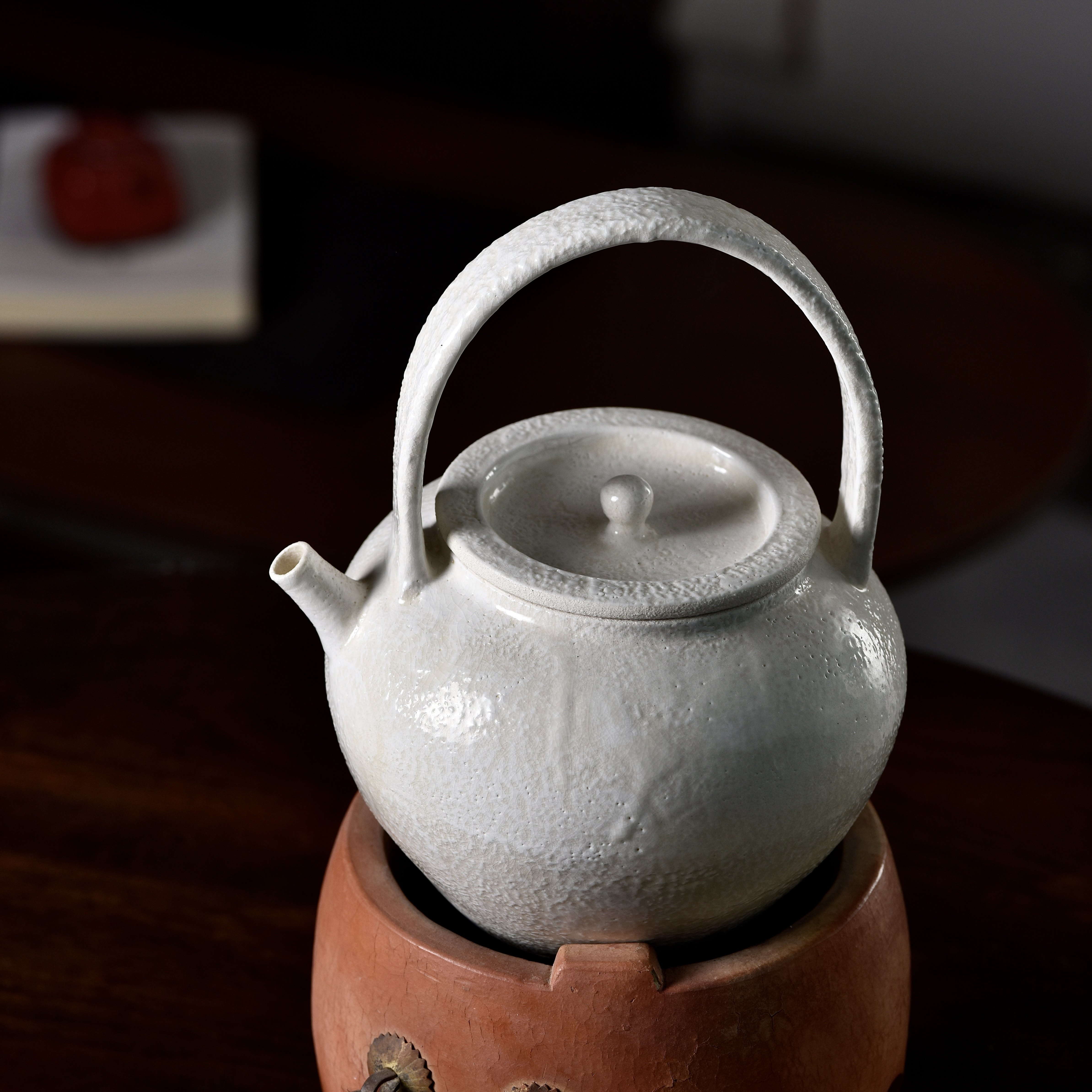 八蛮陶瓷提梁壶煮茶壶白泥烧水壶煮茶器围炉煮茶壶电陶炉明火可用
