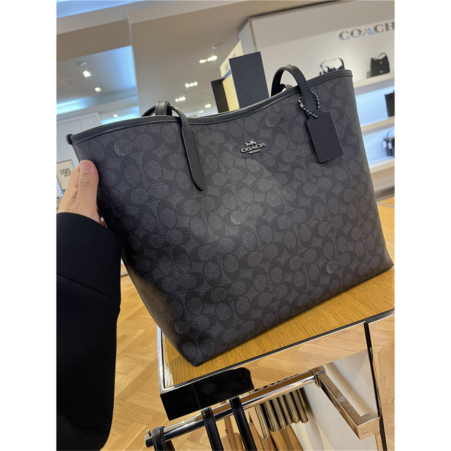 现货美国直购coach蔻驰休闲简约磁扣手提单肩托特购物包city33