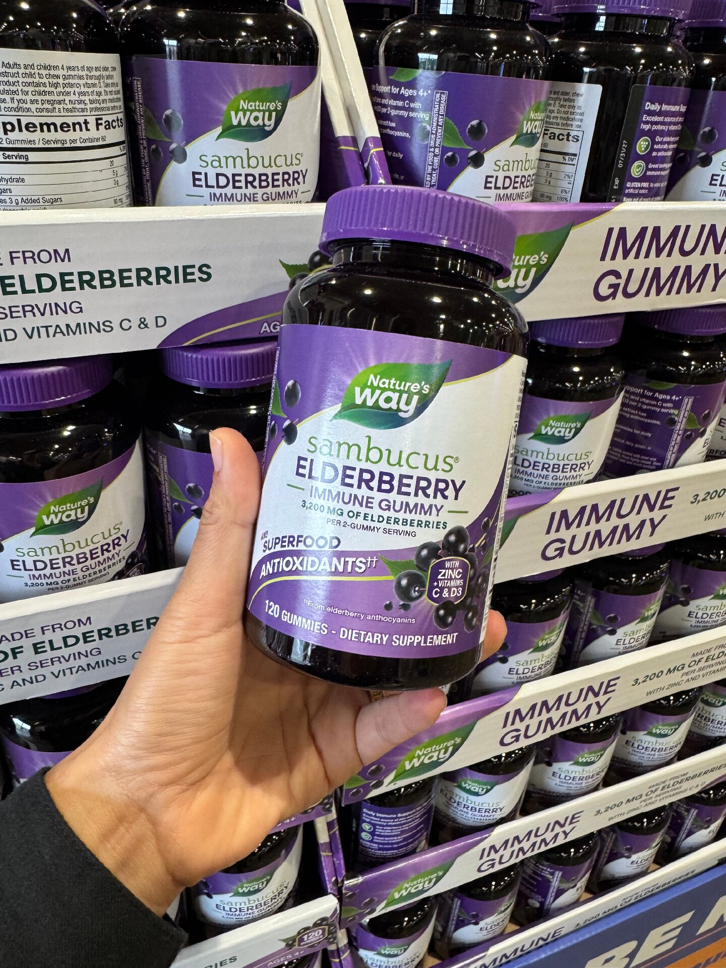 现货美国直购Nature's Way佳思敏儿童接骨木黑莓维生素软糖维C