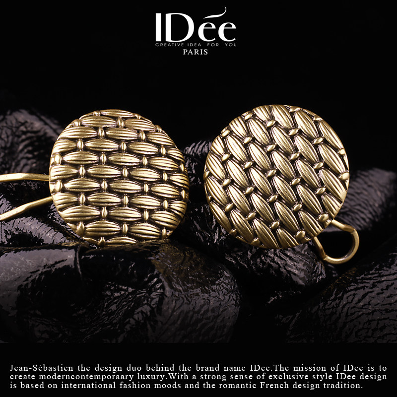 法国IDee圆形编织风耳钉潮牌气质耳坠复古耳饰轻奢小众设计高级感