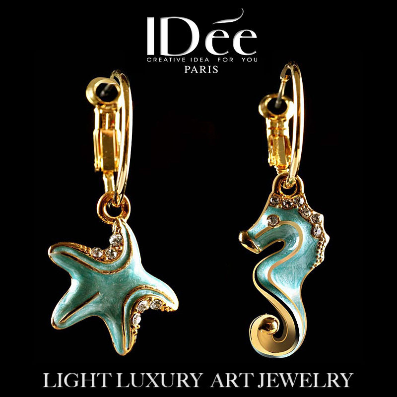 法国IDee星星不对称耳环女时尚耳坠个性耳饰海马海星网红潮牌饰品