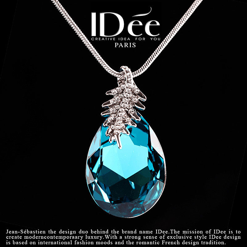 法国IDee蓝宝石项链女 小众设计水晶吊坠饰品轻奢潮牌2022年新款